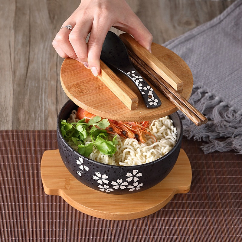 Premium Korean Ceramic Bowl with Hand Painted Flowers