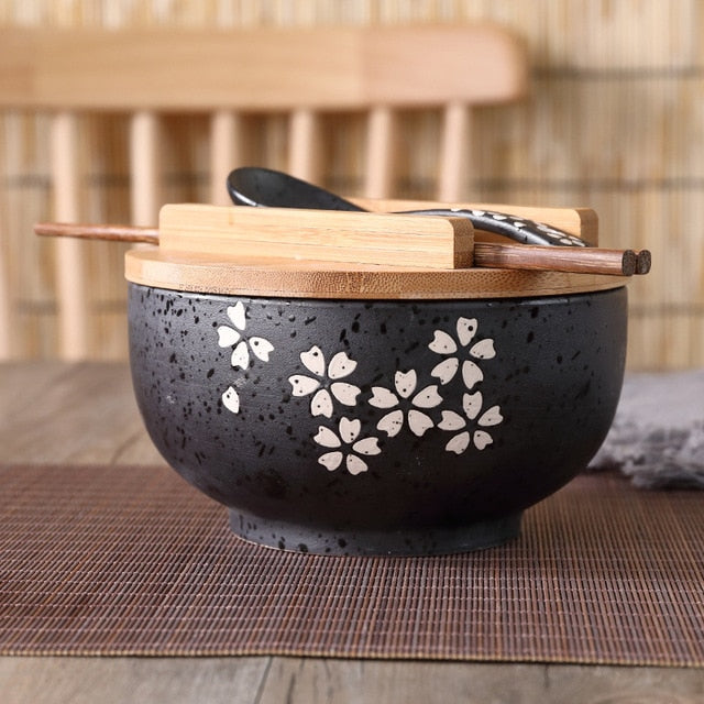 Premium Korean Ceramic Bowl with Hand Painted Flowers