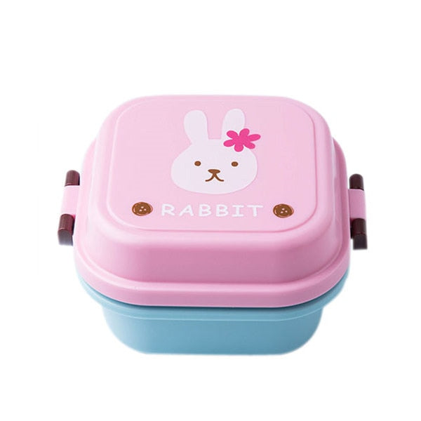 1pc Home Cartoon Lunch Box Food-grade Pp Material School Kids' Divided  Bento Box, Student 2-grid Meal Box Set, Microwave-heated Lunch Container  With Lid, No Leakage, Pink