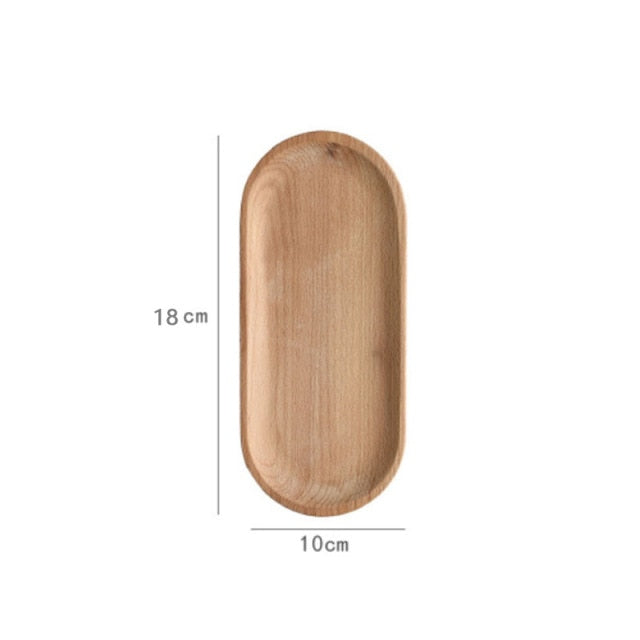 Beech Wood Plate Tray Dish Dessert Sushi Snack Fruit Buffet Children Tableware Decorative Solid Oval Plates Natural Living