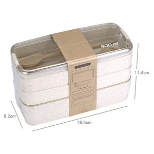3 Layer Wheat Straw Lunch Box with Bag Japanese Microwave Bento Box wi -  Kyoot Kitchen